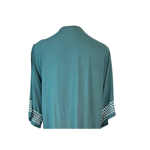 NWOT Boho Gypsy Beach Goddess Green Long Caftan Dress Cover-up V-Neckline & Tie - Picture 6 of 10